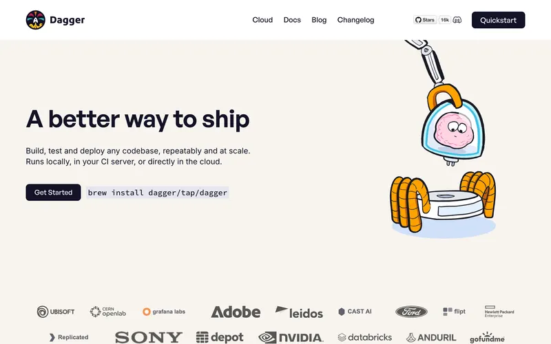 Screenshot of the Dagger homepage