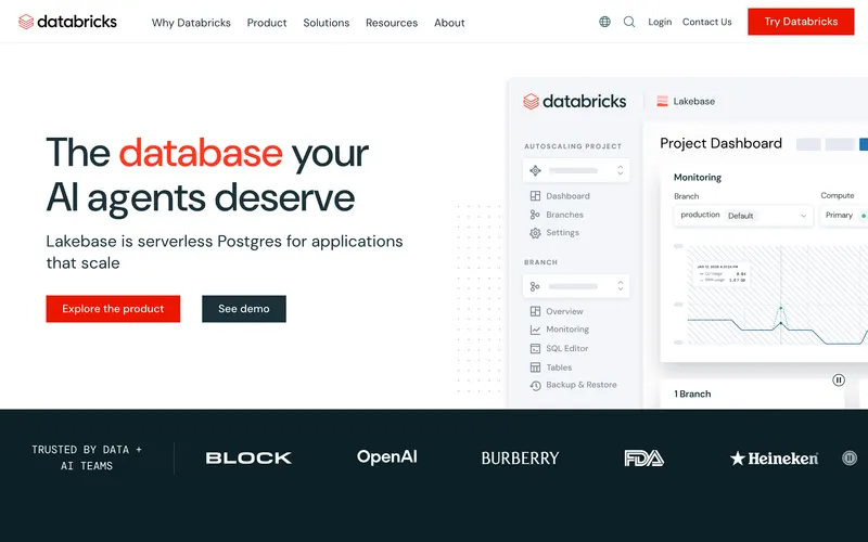 Screenshot of the Databricks homepage