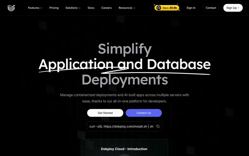 Screenshot of the Dokploy homepage
