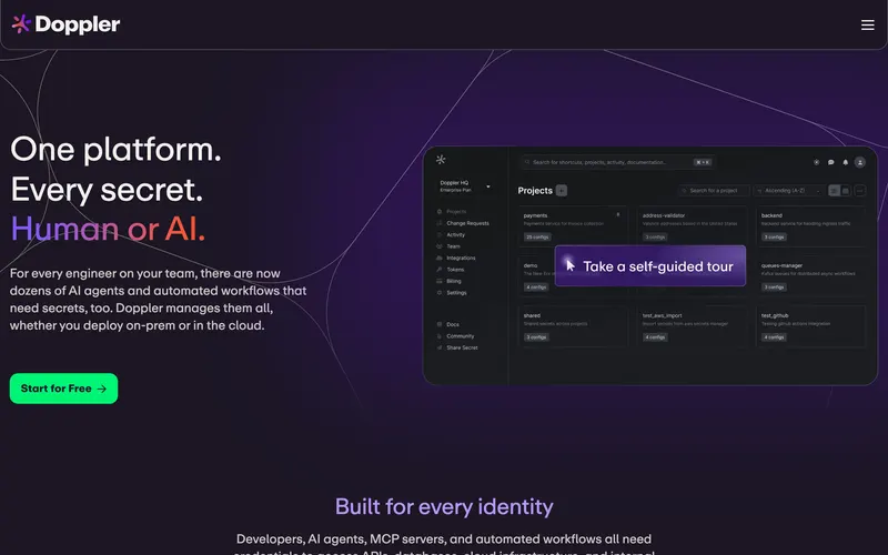 Screenshot of the Doppler homepage