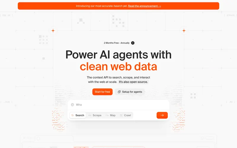 Screenshot of the Firecrawl homepage