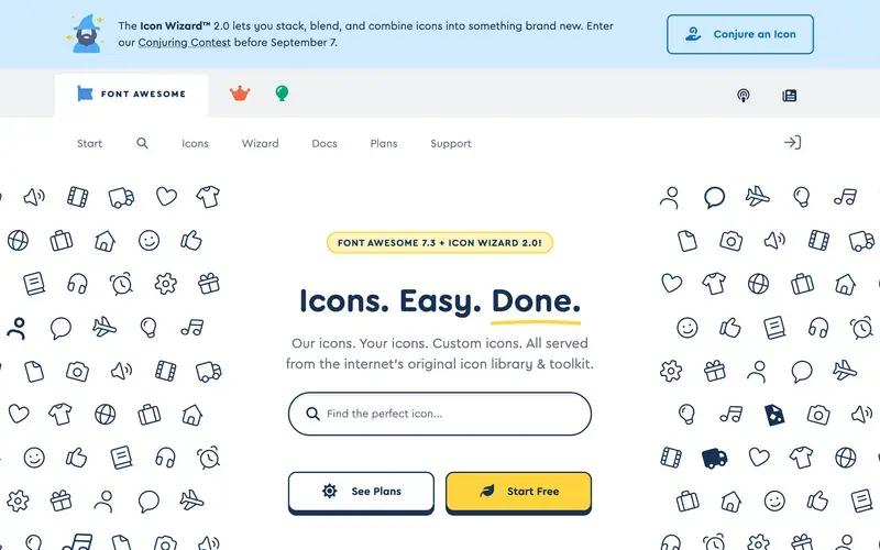 Screenshot of the Font Awesome homepage
