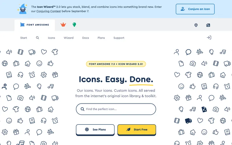 Screenshot of the Font Awesome homepage