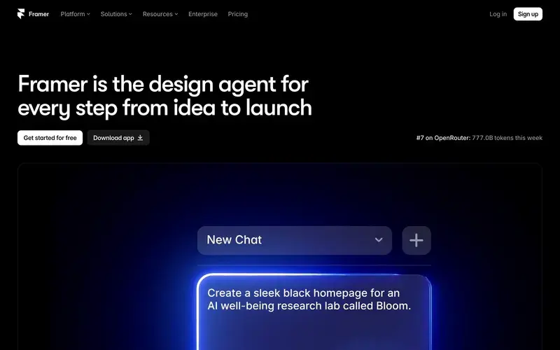 Screenshot of the Framer homepage