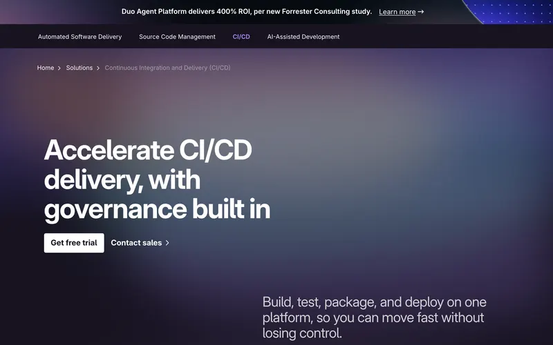 Screenshot of the GitLab CI/CD homepage