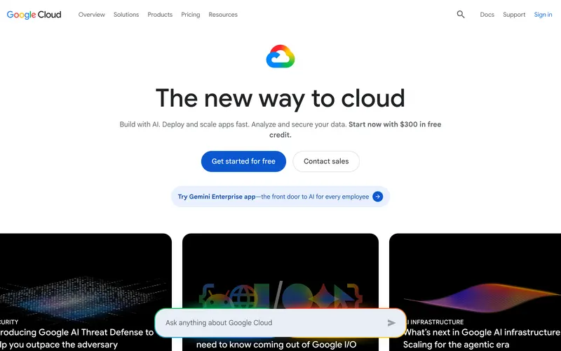 Screenshot of the Google Cloud Platform homepage