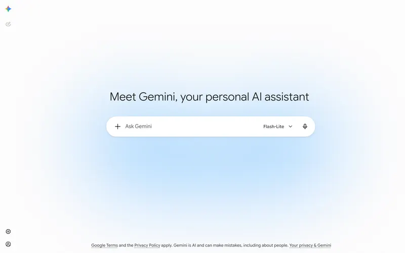 Screenshot of the Google Gemini homepage