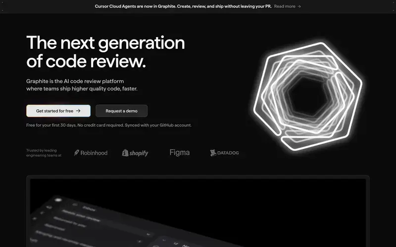 Screenshot of the Graphite homepage