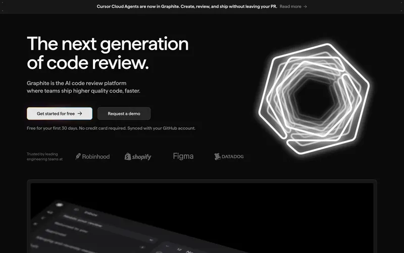 Screenshot of the Graphite homepage