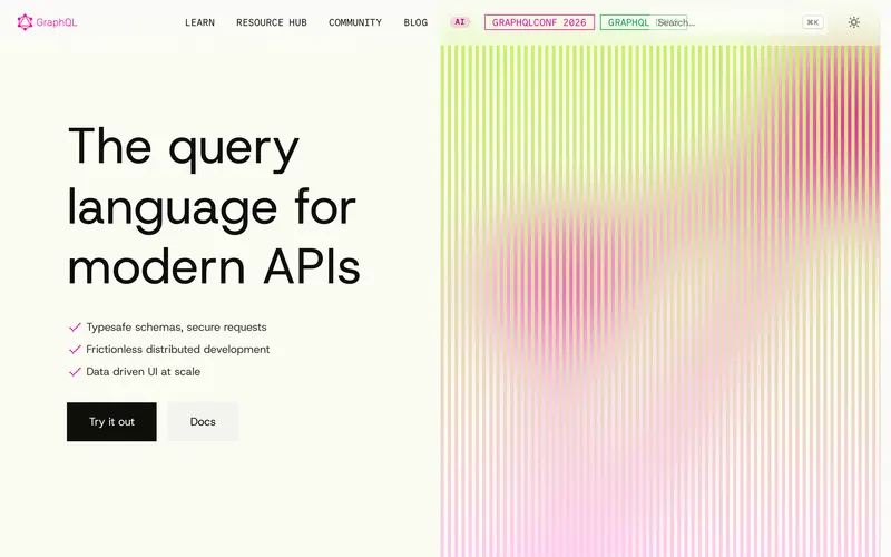 Screenshot of the GraphQL homepage