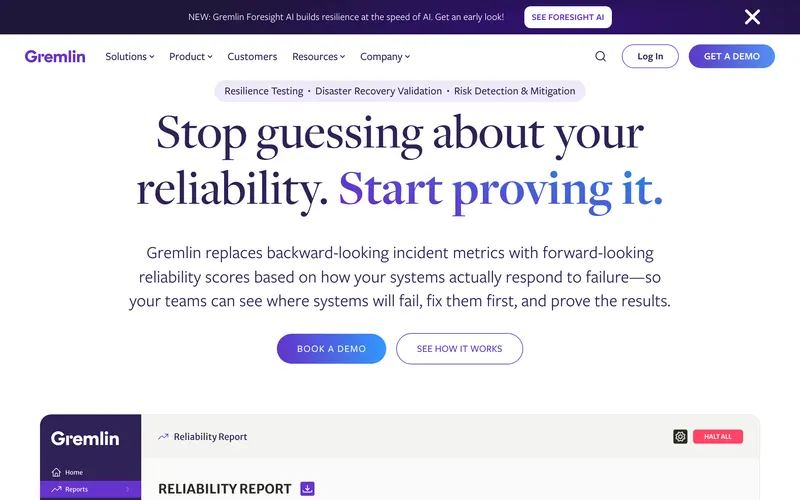 Screenshot of the Gremlin homepage
