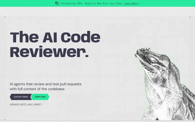 Screenshot of the Greptile homepage