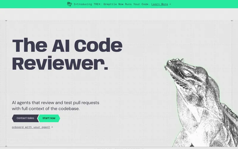 Screenshot of the Greptile homepage