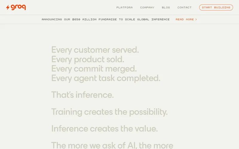 Screenshot of the Groq homepage