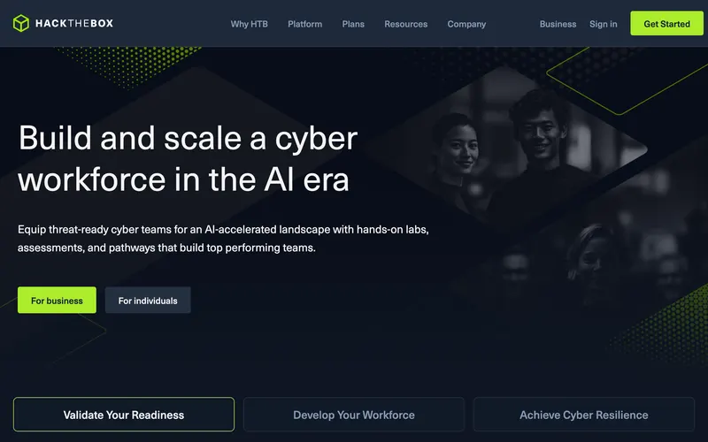 Screenshot of the Hack The Box homepage