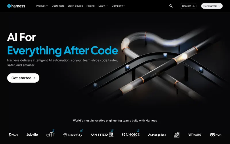 Screenshot of the Harness homepage