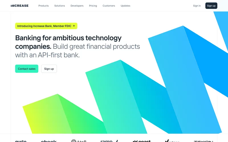 Screenshot of the Increase homepage