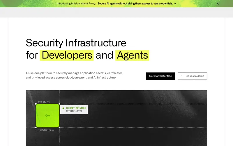 Screenshot of the Infisical homepage