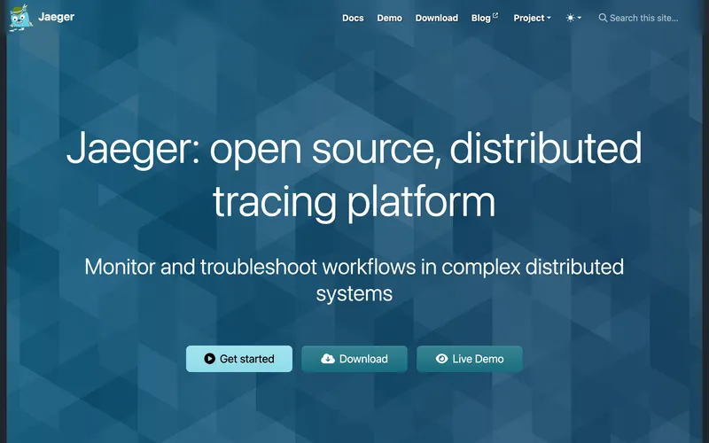 Screenshot of the Jaeger homepage