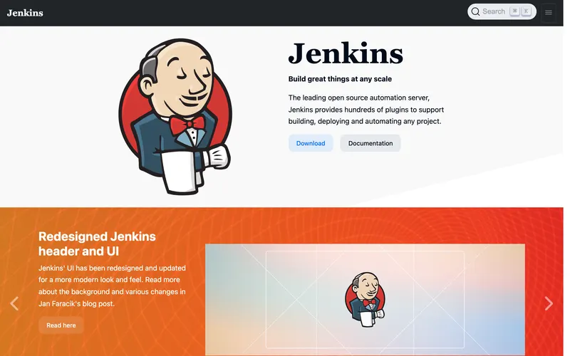 Screenshot of the Jenkins homepage