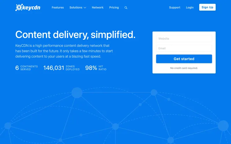 Screenshot of the KeyCDN homepage