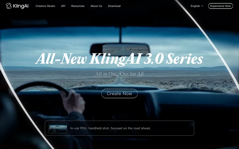 Screenshot of the Kling AI homepage