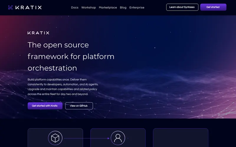 Screenshot of the Kratix homepage