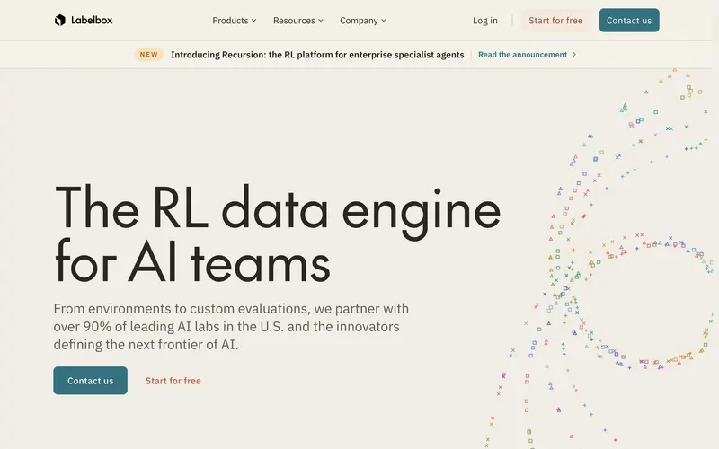 Screenshot of the Labelbox homepage