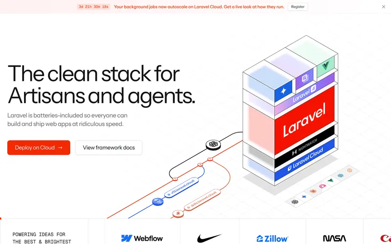 Screenshot of the Laravel homepage