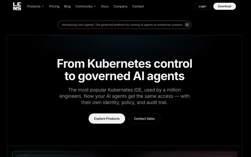 Screenshot of the Lens homepage
