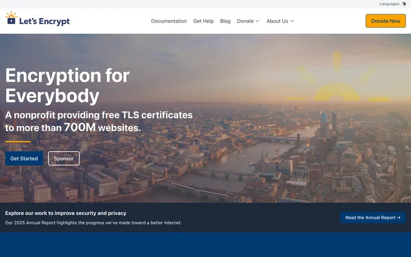 Screenshot of the Let's Encrypt homepage