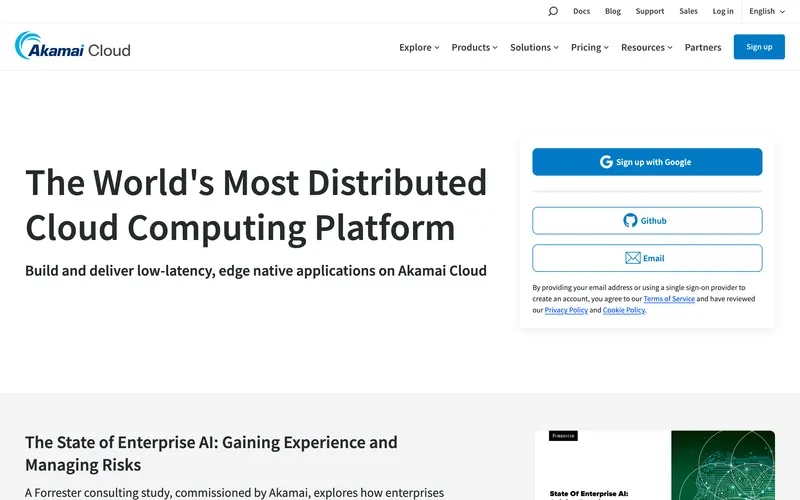 Screenshot of the Linode homepage