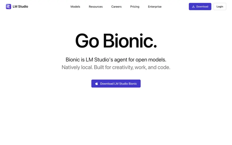 Screenshot of the LM Studio homepage