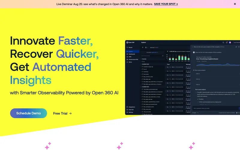 Screenshot of the Logz.io homepage