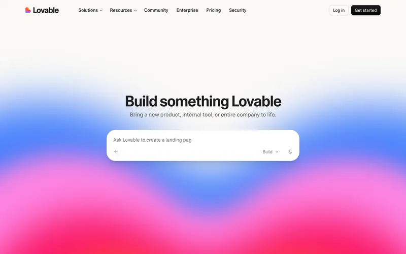 Screenshot of the Lovable homepage