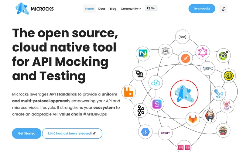 Screenshot of the Microcks homepage