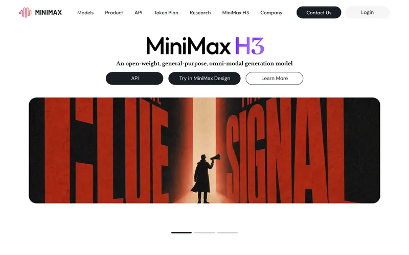 Screenshot of the MiniMax homepage