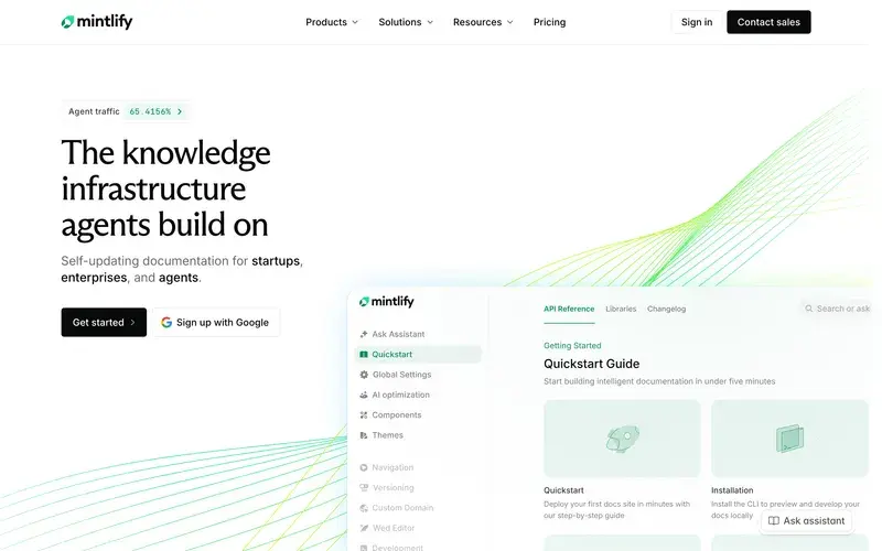 Screenshot of the Mintlify homepage