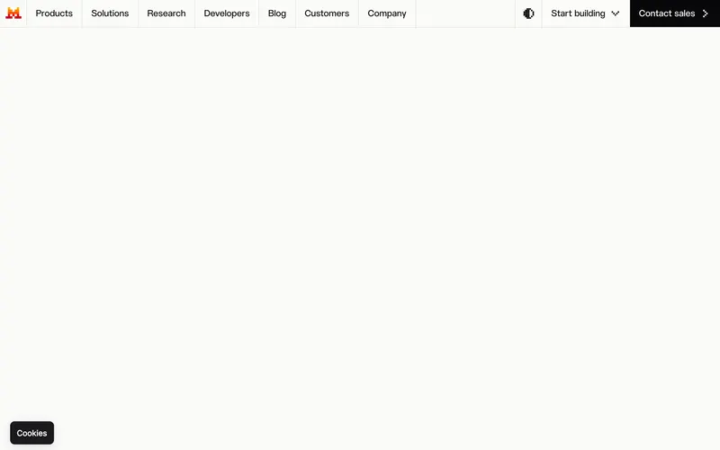 Screenshot of the Mistral AI homepage