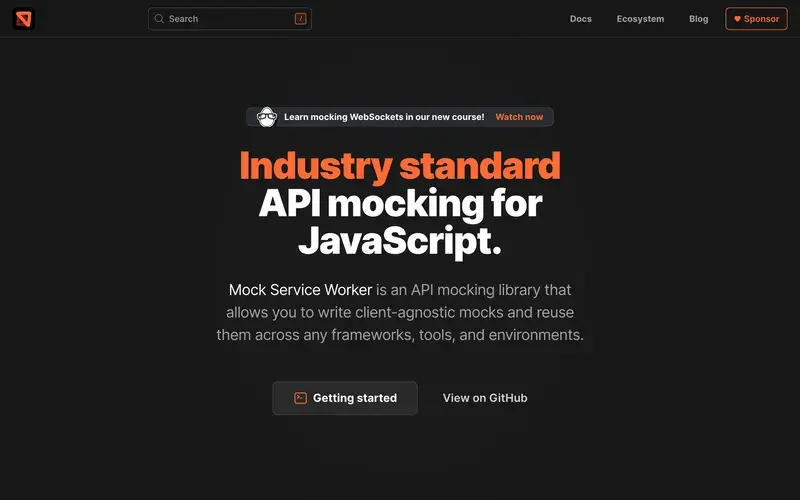 Screenshot of the Mock Service Worker homepage
