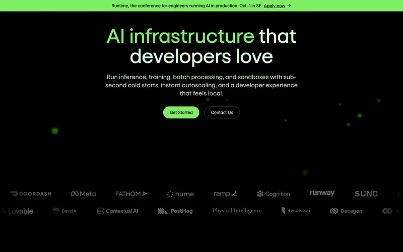 Screenshot of the Modal homepage