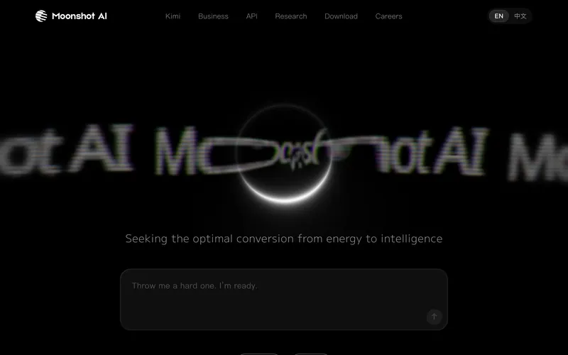 Screenshot of the Moonshot AI homepage