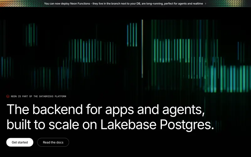 Screenshot of the Neon homepage