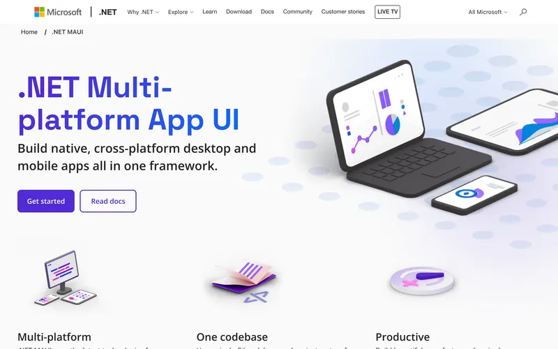 Screenshot of the .NET MAUI homepage