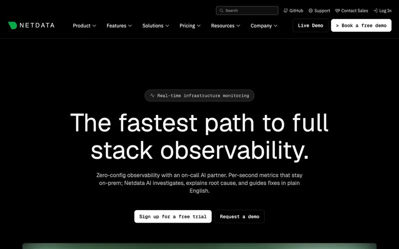 Screenshot of the Netdata homepage