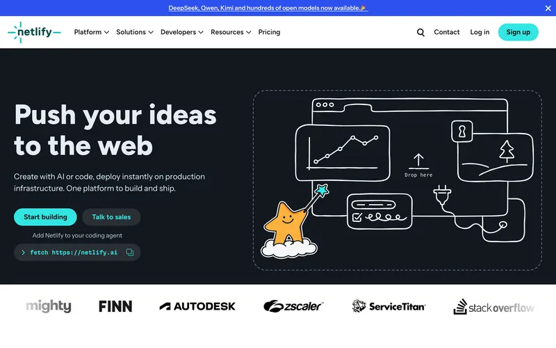 Screenshot of the Netlify homepage