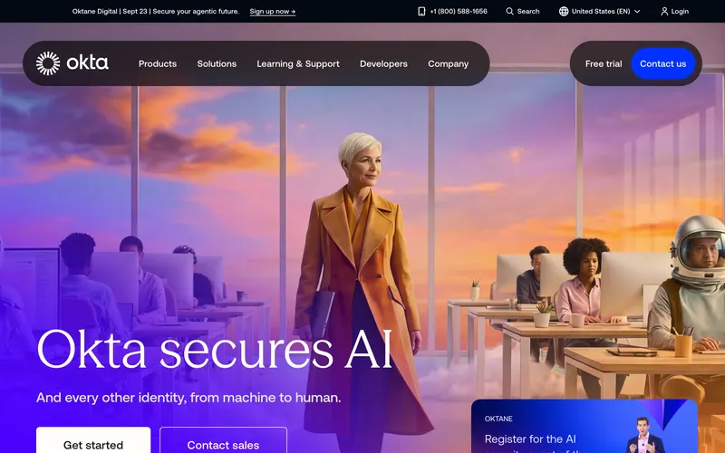 Screenshot of the Okta homepage