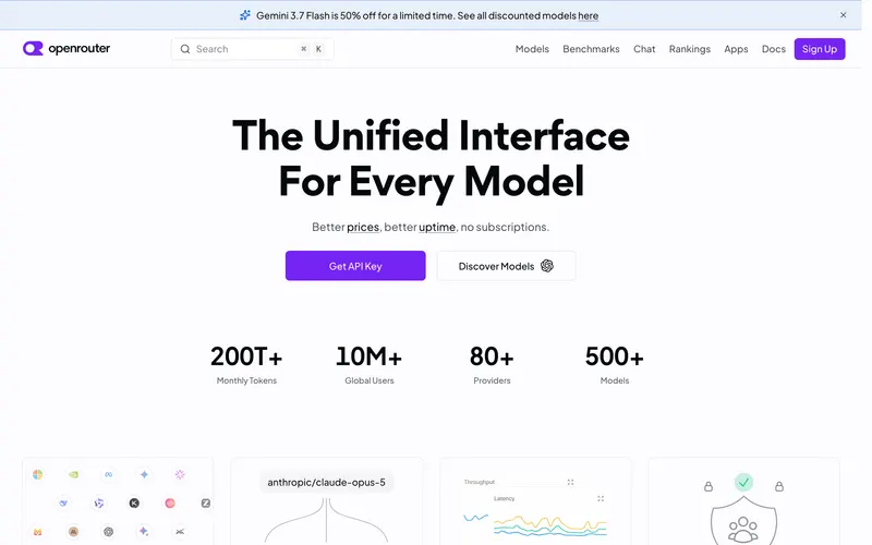 Screenshot of the OpenRouter homepage