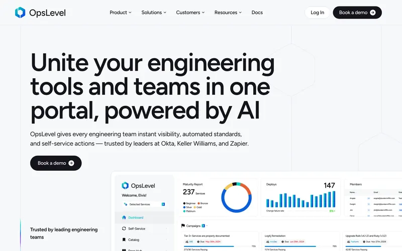 Screenshot of the OpsLevel homepage