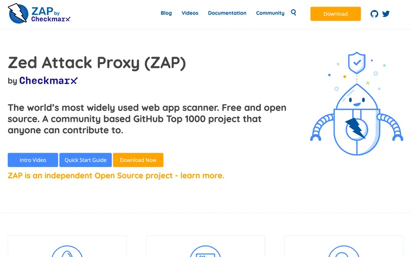 Screenshot of the OWASP ZAP homepage